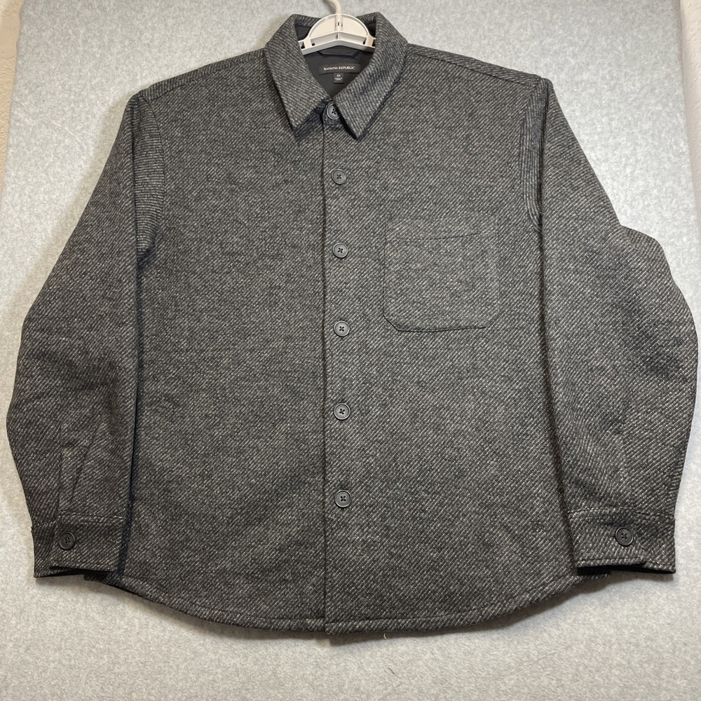 Banana Republic Gray Herringbone Lightweight Mens Shacket Sz M Business Casual